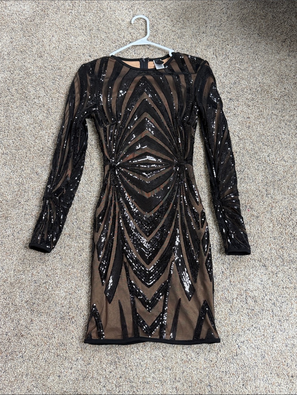 Windsor Black Sequin Long-Sleeve Bodycon Dress